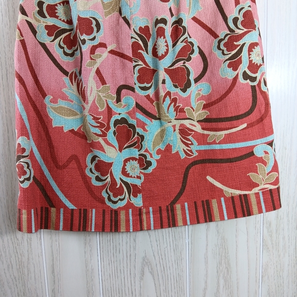 Loft by Ann Taylor Floral Pink Blue & Red Skirt size 2P knee lenght - Picture 8 of 12